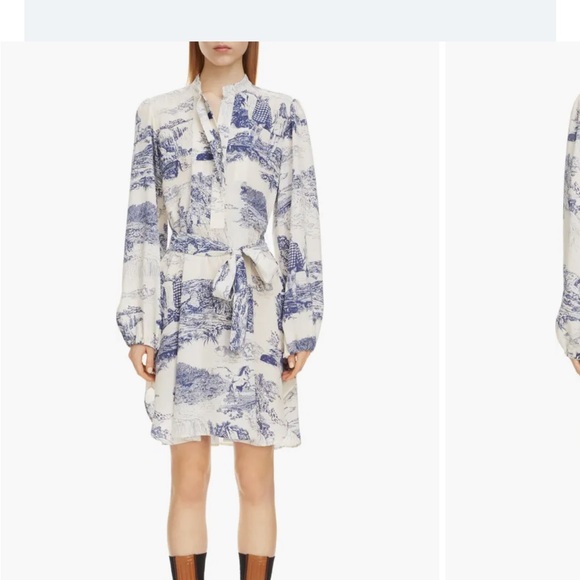 Chloe Toile Longsleeve Silk Minidress - Picture 2 of 16